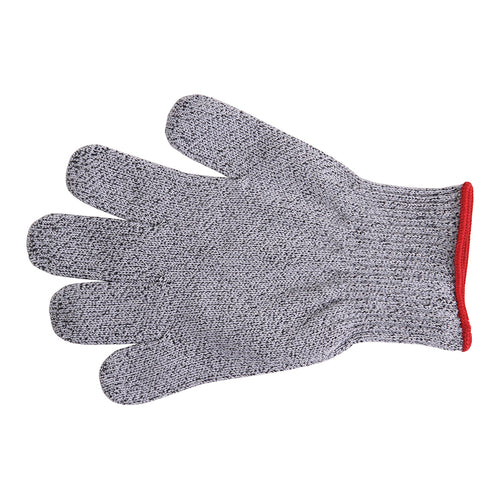 MercerMax Cut Glove, Size S, 10 gauge, fits left or right hand, Spectra reinforced knit construction, gray with red cuff, Made in USA