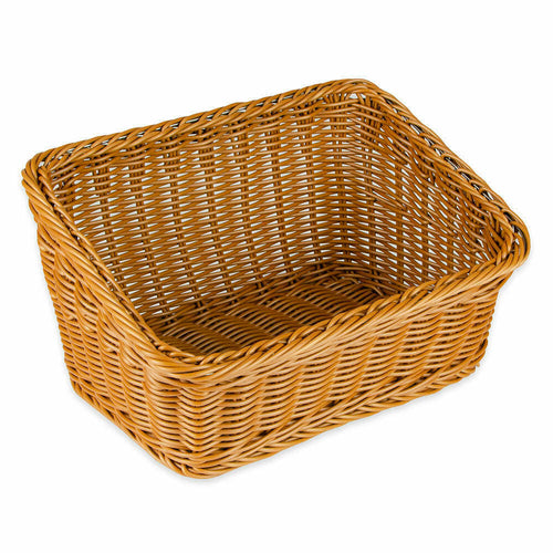 Designer Polyweave Basket, 9-1/4'' x 13'' x 4'' & 7''H, rectangular, break-resistant, dishwasher safe, BPA free, polypropylene, honey