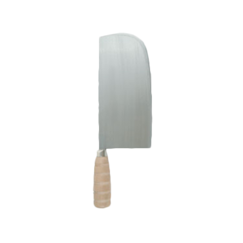 Wan Woo Knife, 9'' length x 4-1/2'' width blade, round head, wood handle, cast iron