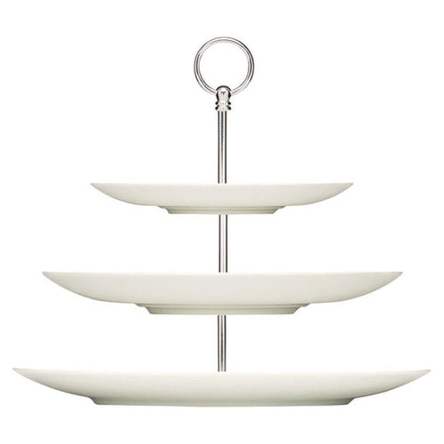 Etagere petit four stand, 10-5/8'' dia. x 10''H, 3-tier, round, flat, coupe, silver-plated stand, Purity by Bauscher