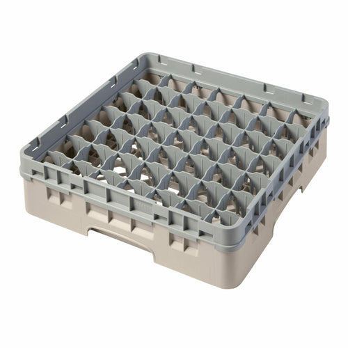 Camrack Glass Rack, with soft gray extender, full size, 19-3/4'' x 19-3/4'' x 5-5/8'', (49) compartments, 2-7/16'' max. dia., 3-5/8'' max. height, beige, HACCP compliant, NSF