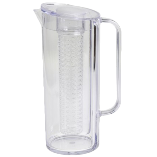 Infusion Beverage Pitcher, 2 qt., with lid, dishwasher safe, SAN plastic, clear, BPA free