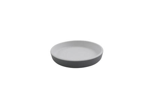 Roca Dinner plate, 5'' dia., round, melamine, white matte inside/ gray matte outside
