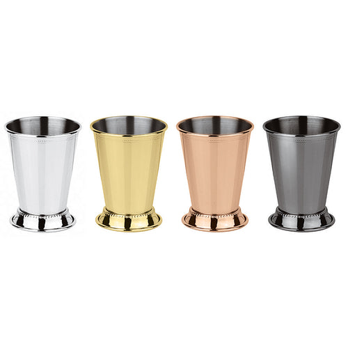 Mint Julep Cup, 12.8 oz., 3-3/8'' dia. x 4-1/8''H, with base, stainless steel, black finish, Paderno, Bar Supplies