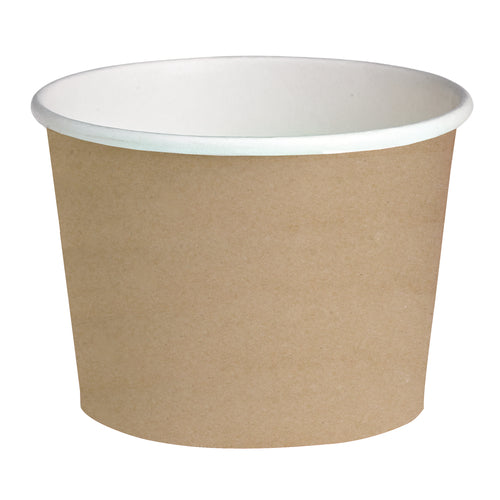 Buckaty Take Out Container, 24 oz., 4.49'' dia. x 3.55''H, round, stackable, microwaveable, freezer safe, grease resistant, leak proof, recyclable, Kraft paper