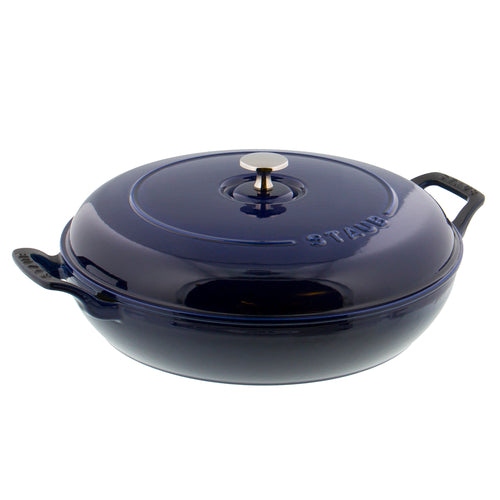 Staub Braiser Pan, 3-1/2 qt., 15-2/5''W x 12''D x 5''H, with dome lid, enameled cast iron, dark blue