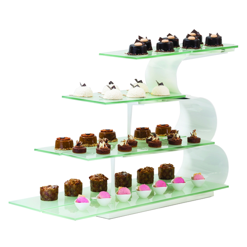4 Tier Wave Display Set, 40.0''W x 16.0''D x 25.5''H, Mixed Materials, White, DW Haber,