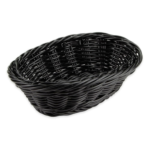 Designer Polyweave Basket, 9'' x 6-3/4'' x 2-1/2''H, oval, break-resistant, polypropylene, black
