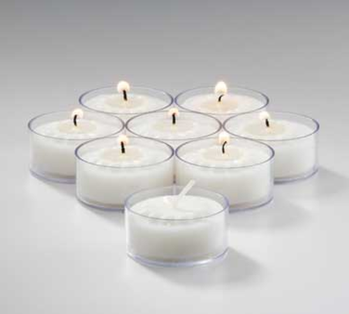 Select Wax Tealight Candle, 1-1/2'' dia. x 5/8''H, 5 hour, clear plastic