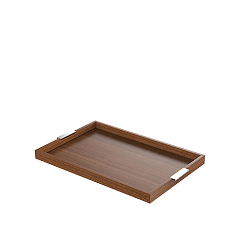 Cra'ster Modern Stainless Steel Handled Tray - Mahogany - 24.6 X 15.7 X 1.6
