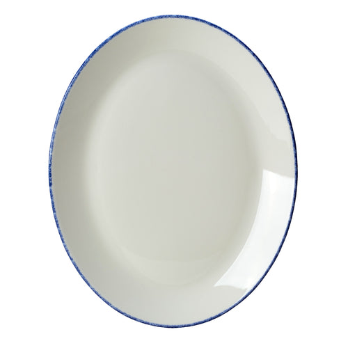 Platter, 13-1/2''L x 10-1/2''W, oval, coupe,Performance, Blue Dapple