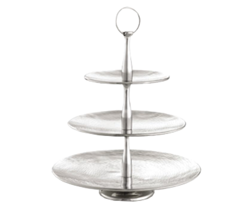 Remington Collection 3-Tiered Serving Set, Round, Stainless Steel, 8, 11 & 14'' dia Trays, 17'' H