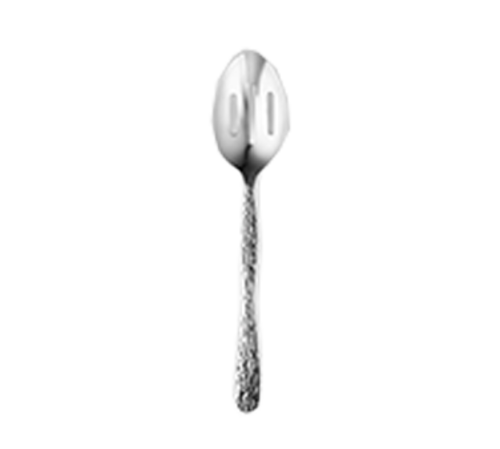 Buffetware Spoon, 10''L, slotted, stainless steel, hammered finish