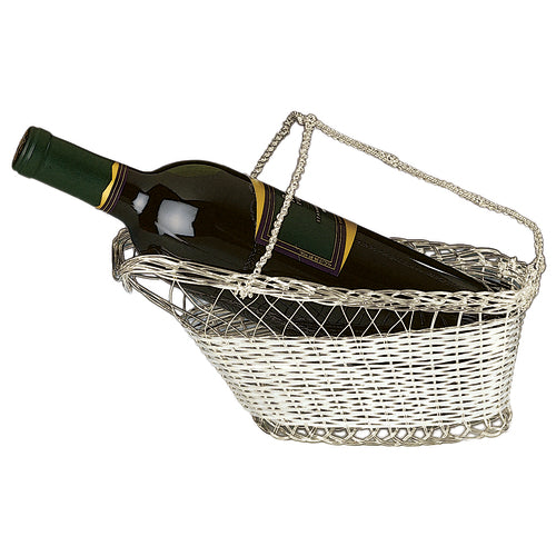 Wine Bottle Cradle, (1) bottle capacity, 9-3/4'' x 7-1/4''H, wire, silver plated (factory box)