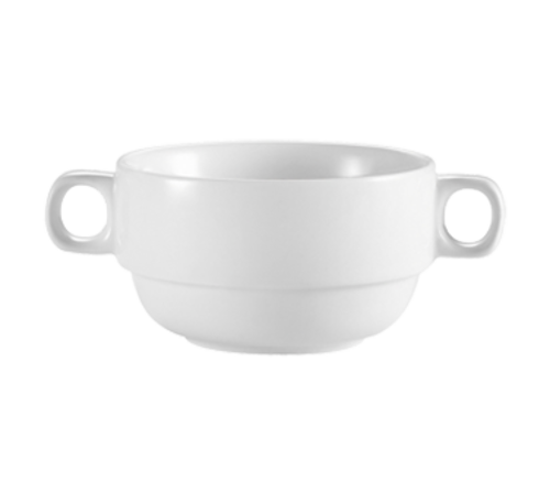 Clinton Bouillon Cup, 10 oz., 6''L x 4''W x 2-3/8''H, round, with 2 handles, Super White