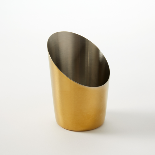 Fry Cup, 12 oz., 2.8'' dia., x 4.5''H, Angled, stainless steel, gold satin