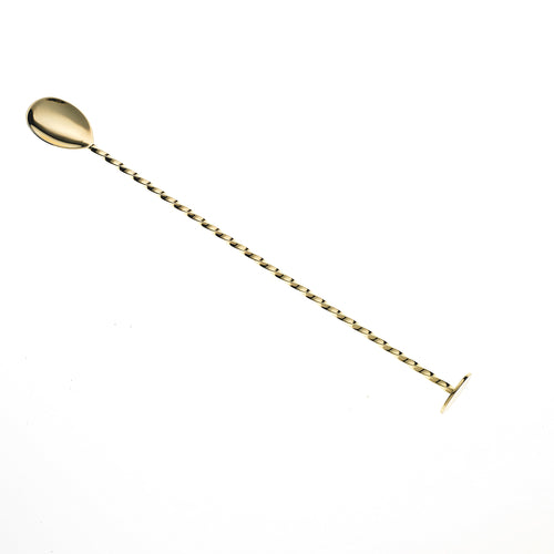 Bar Spoon with Muddler, 11 13/16'' (30.0 cm), Gold Plated