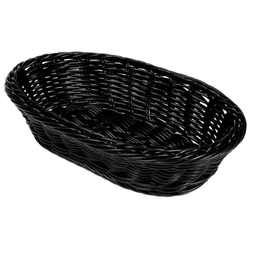 Designer Polyweave Basket, 11-3/4'' x 8'' x 3''H, oval, break-resistant, polypropylene, black