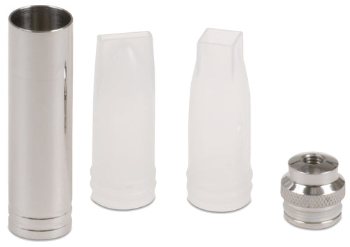 iSi Decorator Tip Set, includes: (1) square tip (1) petal piping tip (1) rose tip and (1) adapter, stainless steel, plastic