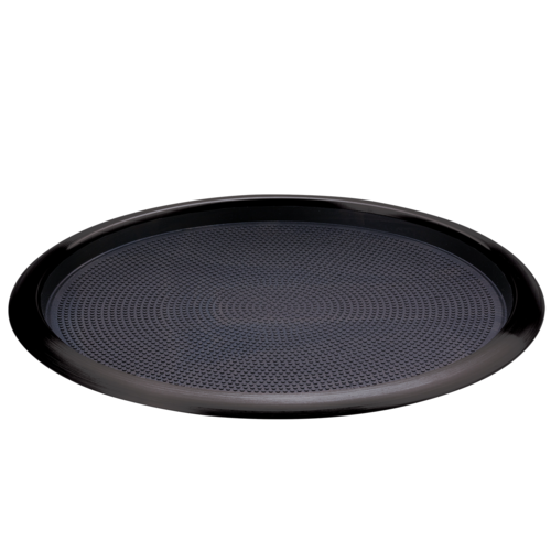 Non-Slip Tray, 16''W x 16''D x 1''H, removable insert, round serving tray, black Onyx PVD, black Onyx, stackable, dishwasher safe