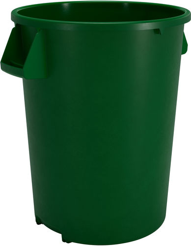 Bronco Waste Bin Trash Container, 32 gallon, 28''H x 21-2/5'' dia., round, stackable, polyethylene, green, NSF, Made in USA