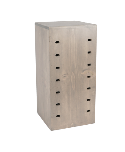 Aspen Crate Riser, 9'' x 9'' x 18''H, has cutouts to insert brackets to support shelves