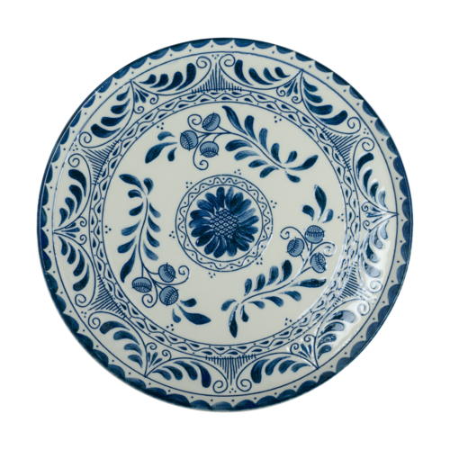Plate, 13'' dia., round, fully vitrified china, Anfora, Talavera Blue