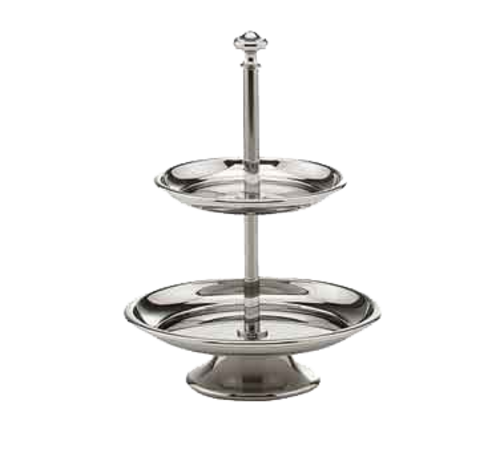 Pastry Stand, 6-5/16'' dia. (160mm) x 8-3/4''H (223mm), 2-tier, 18/10 stainless steel, Excellent by Hepp