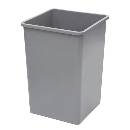 Trash Can, 35 gallon, 19-1/2''W x 27-5/8''H, square, tall, LDPE, gray