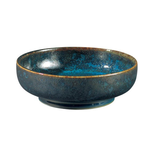 Oneida - Ramekin, 9 oz., 4-3/4'' dia., round, footed, porcelain, color glazed, blue moss, Studio Pottery
