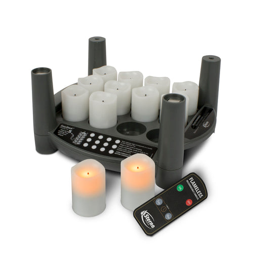 Rechargeable Candle Set 2.0t Includes (12) Votive Timer Candles (1) 11-3/4'' X 9-3/4'' X 9-3/4''H