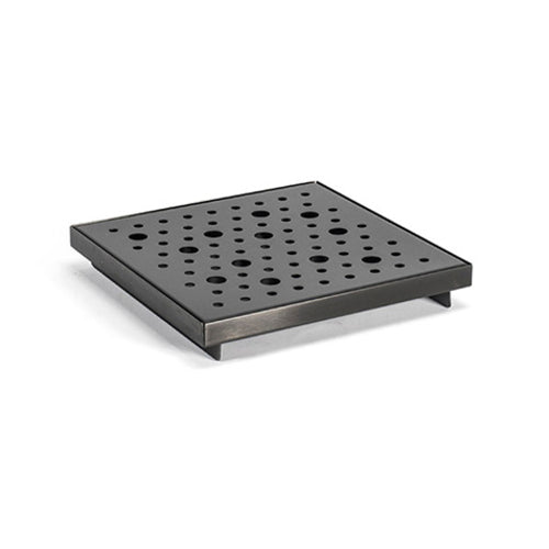 6'' Square Brushed Stainless Footed Drip Tray - Matte Black