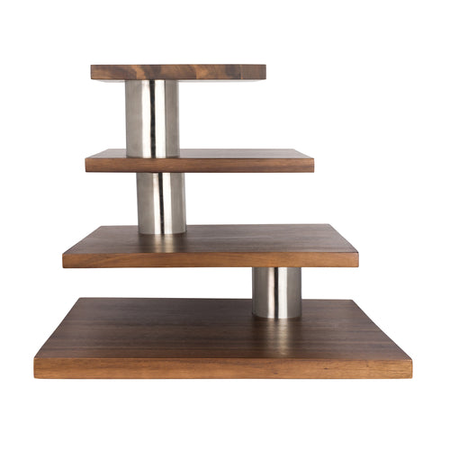 4 LEVEL SIGNATURE STAND ACACIA WOOD 18 IN LW X 16 IN H OT40472A